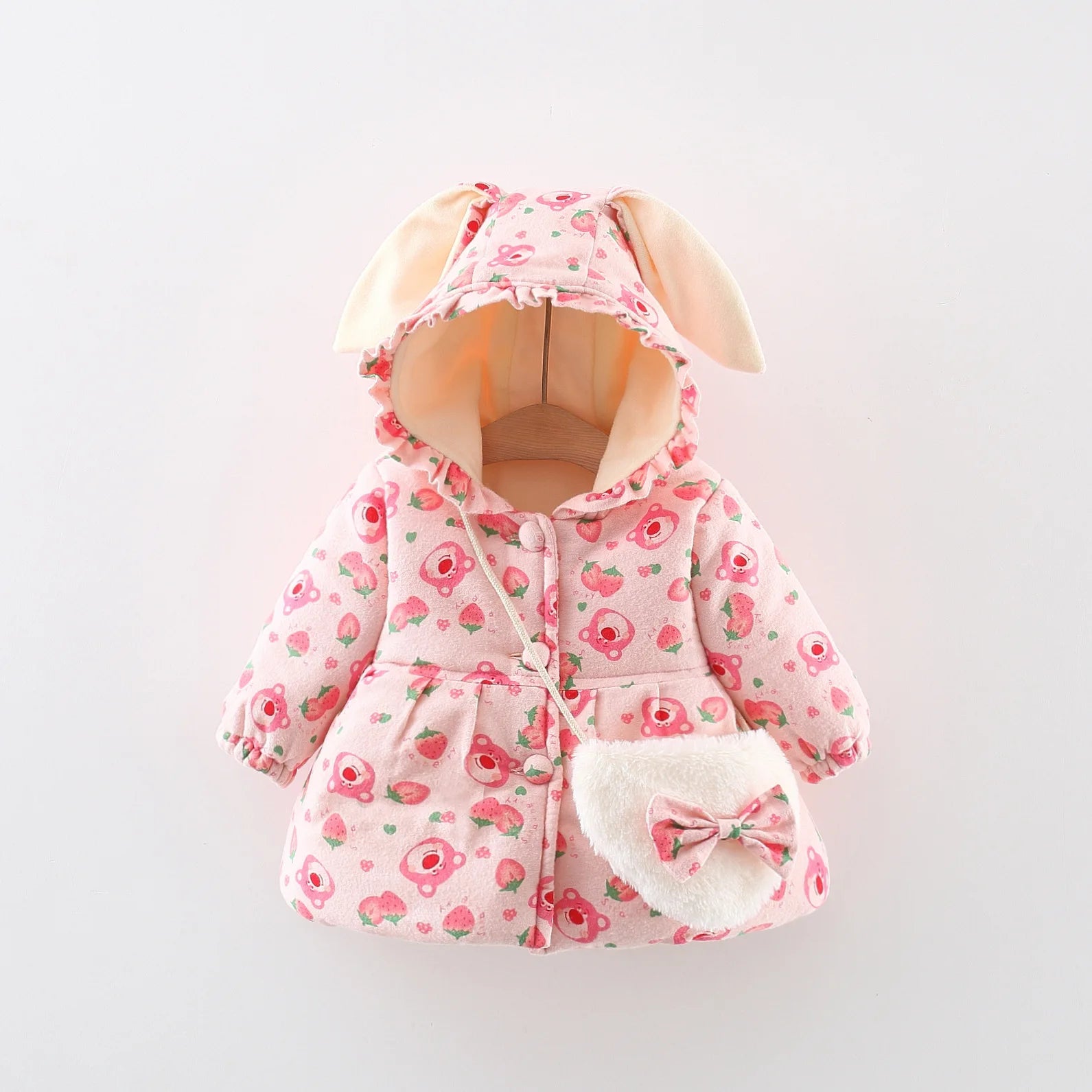 Bunny Hood Floral Winter Jacket for Toddlers