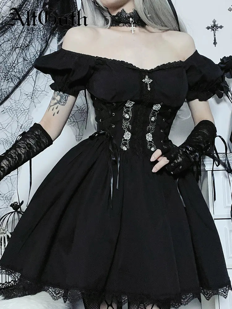 Midnight Lace Gothic Corset Dress