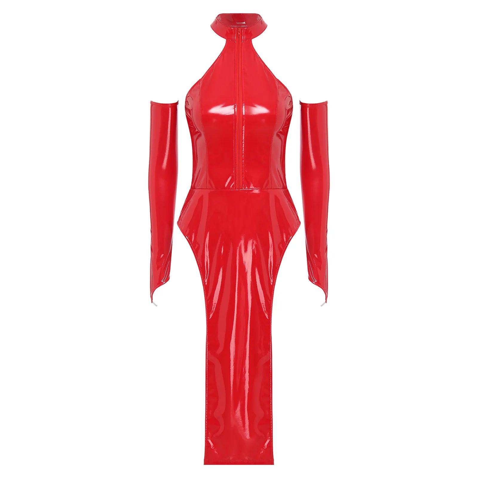 Moggemol Shiny Leather Halter Dress