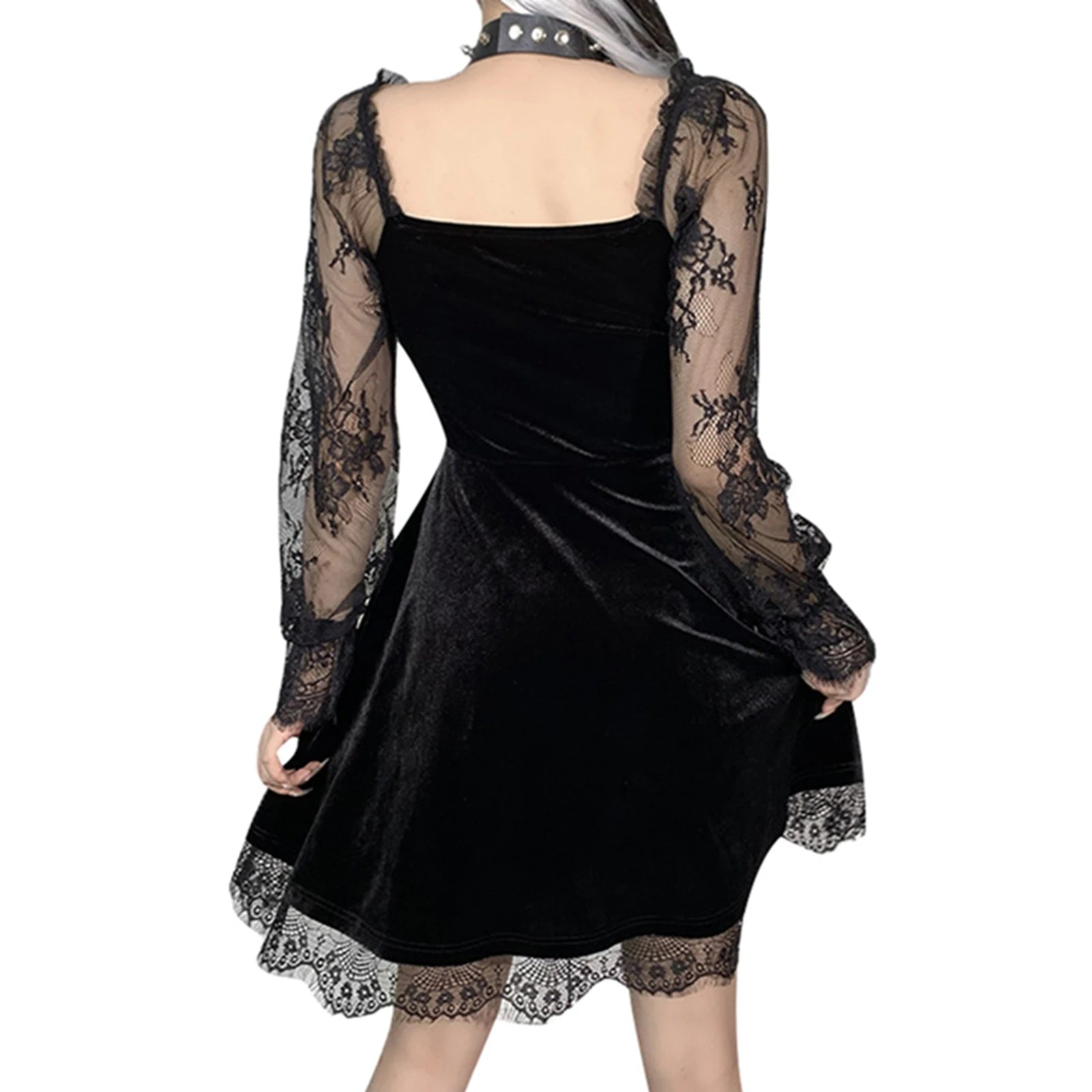 Neo Gothic Lace V-Neck Dress