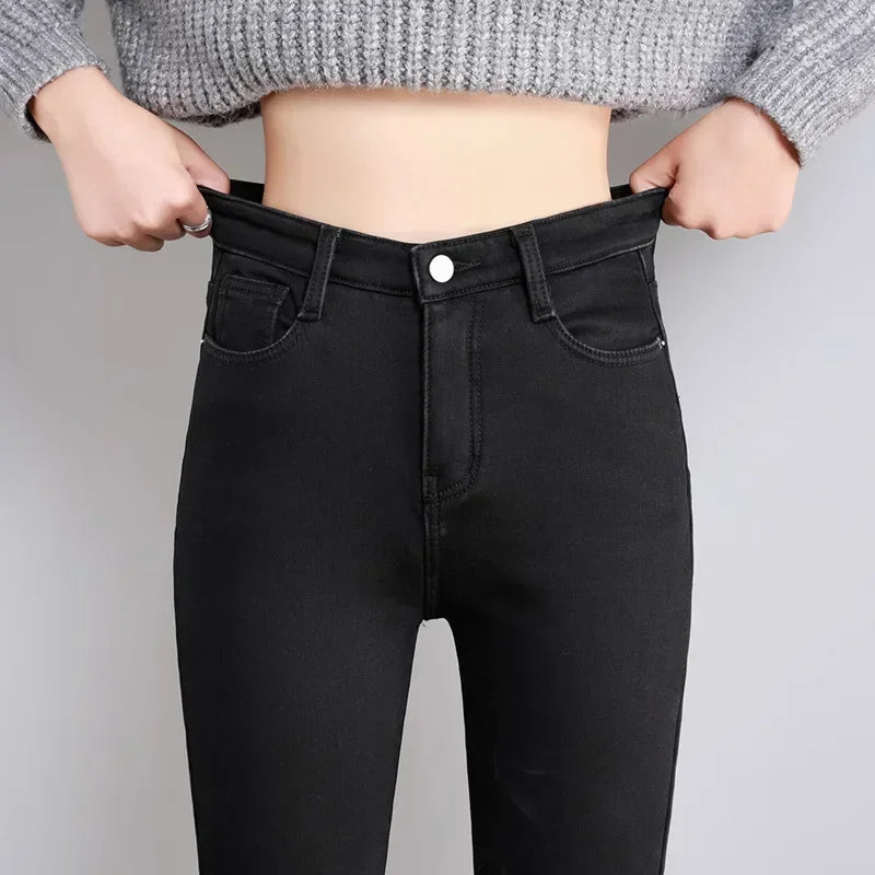Women’s Thermal Skinny Jeans – Winter Warm Fleece Denim