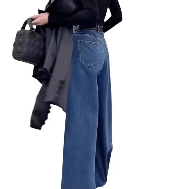 Retro High-Waist Wide-Leg Denim Pants