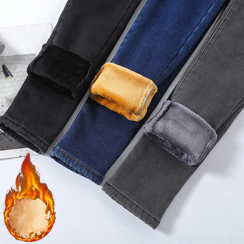 Women’s Thermal Skinny Jeans – Winter Warm Fleece Denim