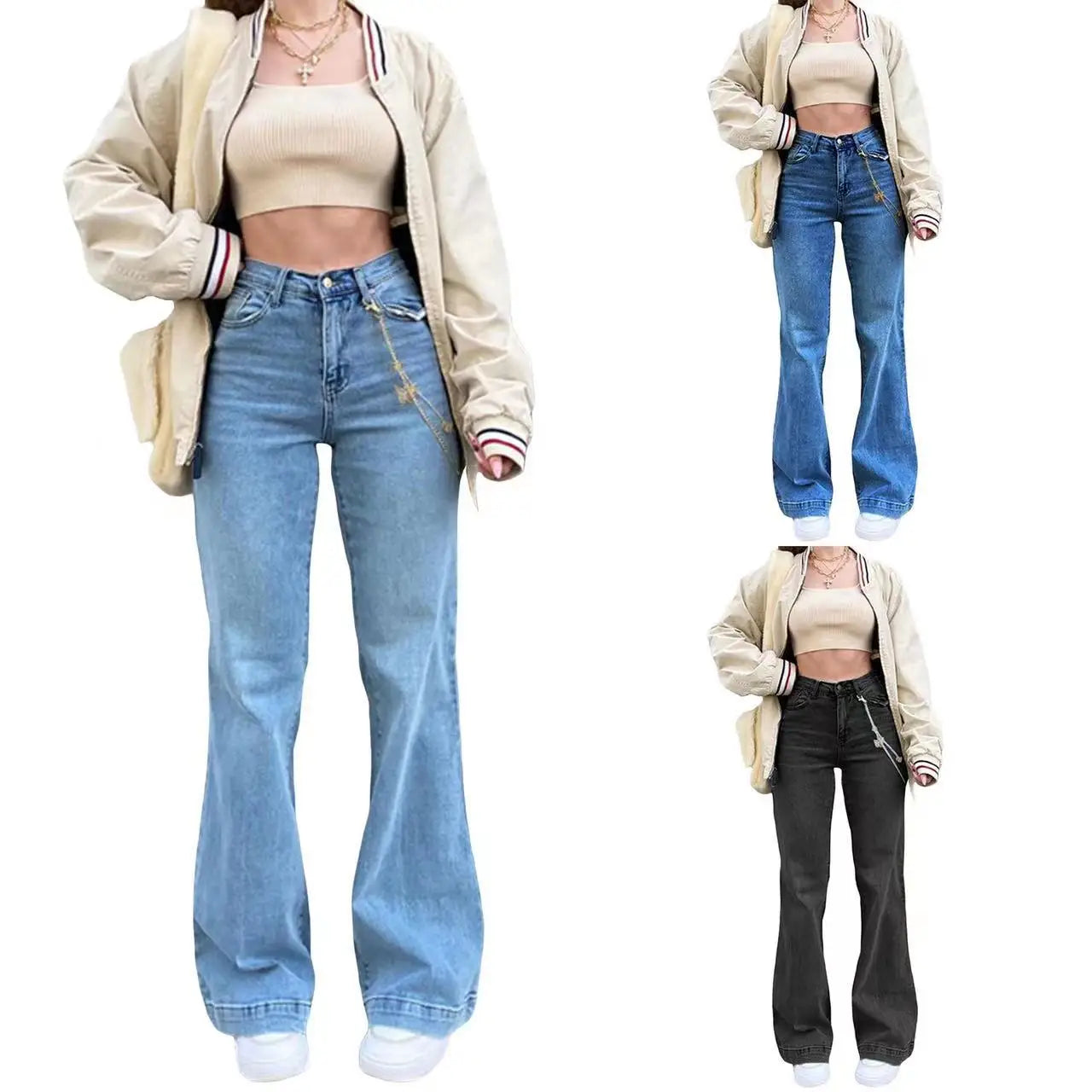 High-Waist Flared Denim Jeans