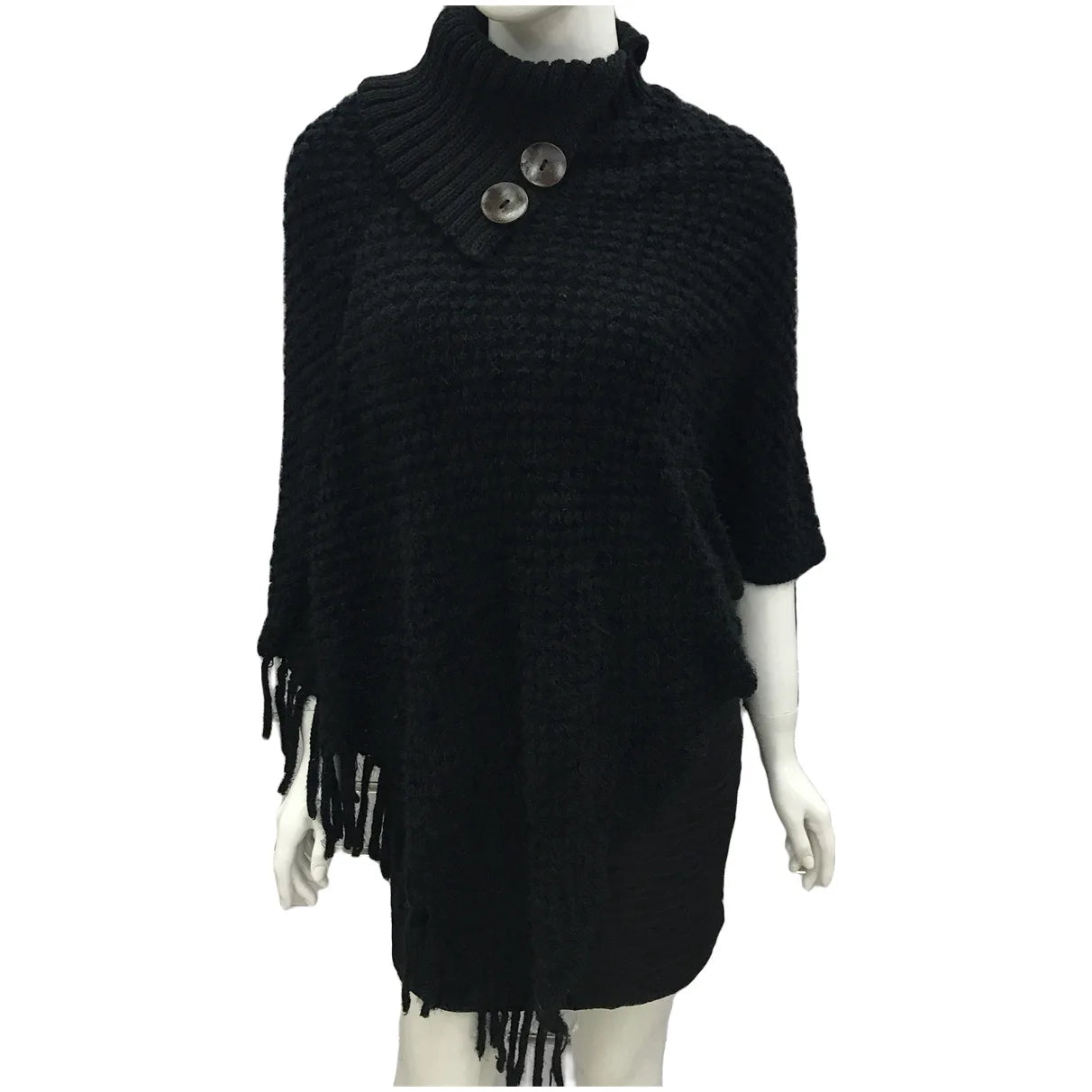 Boho Fringe Knit Cape