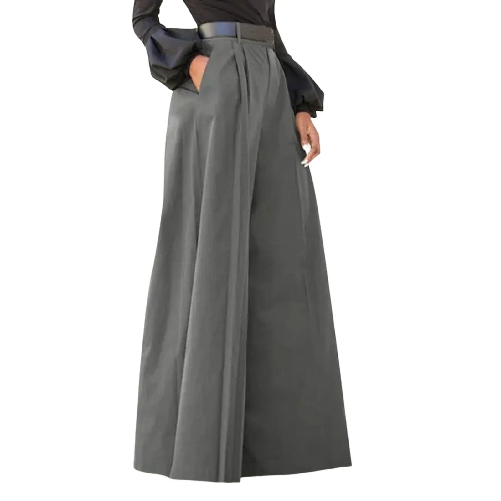 Cotton-Linen Flared Palazzo Trousers