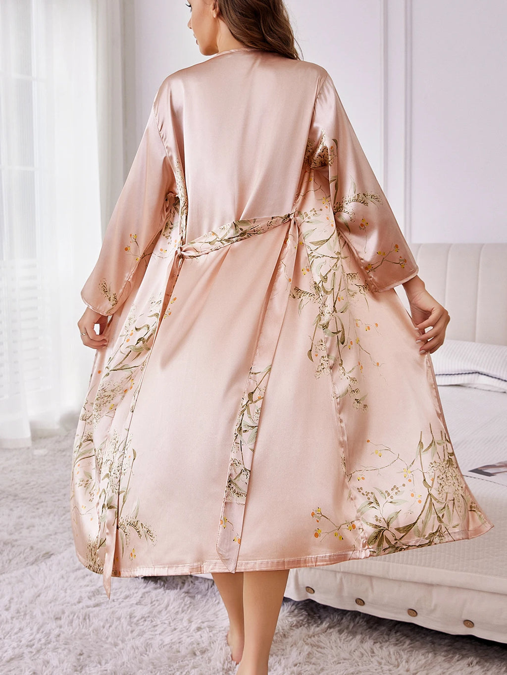 Elegant Floral Silk Robe