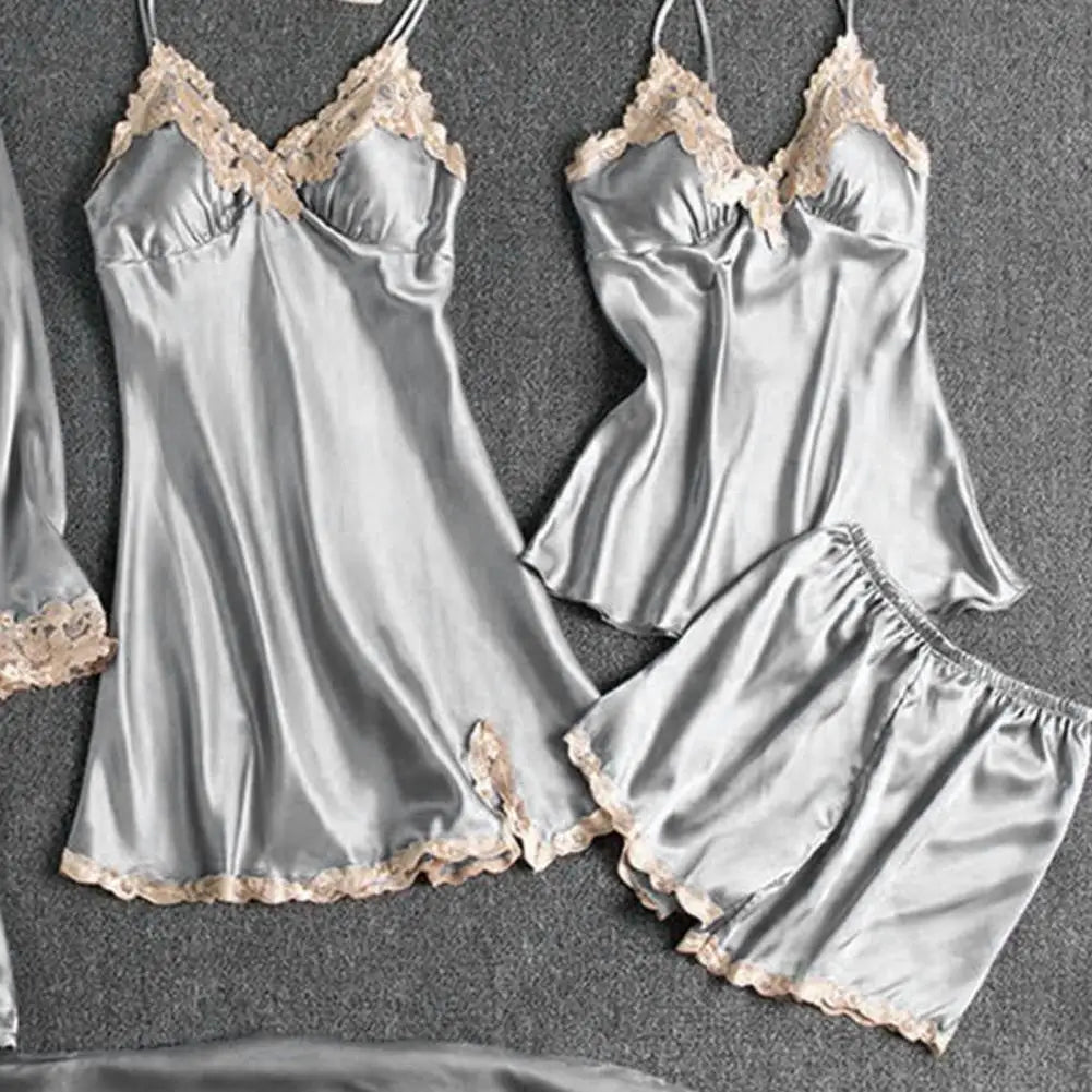 Lace & Satin Silk Sleepwear Set