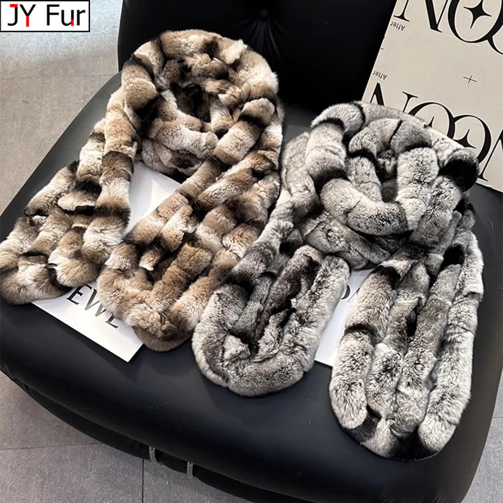 Rex Rabbit Long Knitted Fur Scarf
