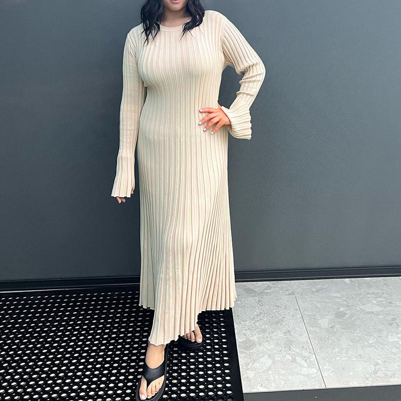 Ribbed Knit Tie-Waist Maxi Bodycon Dress