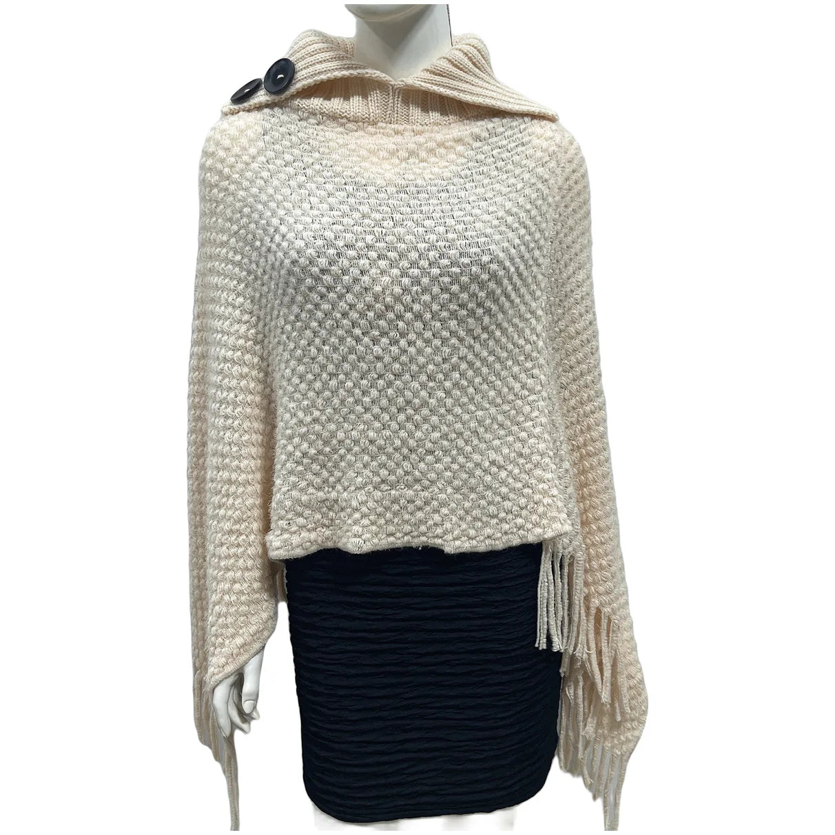 Boho Fringe Knit Cape