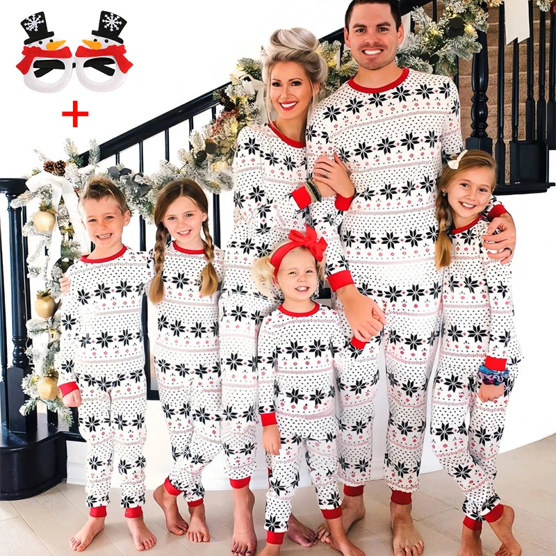Mom & Daughter Retro Print Christmas Pajama Set