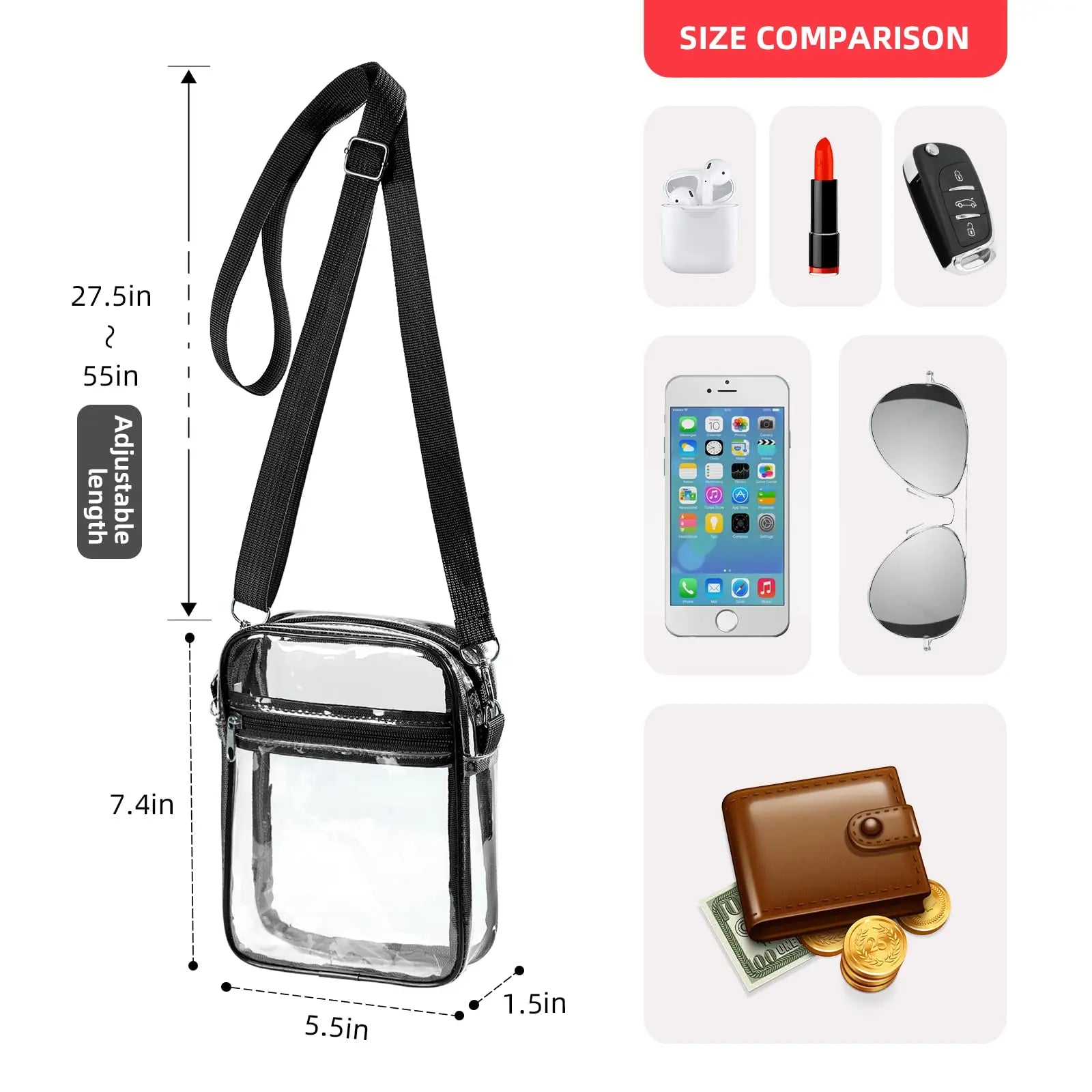 Stadium-Ready Clear Crossbody Purse