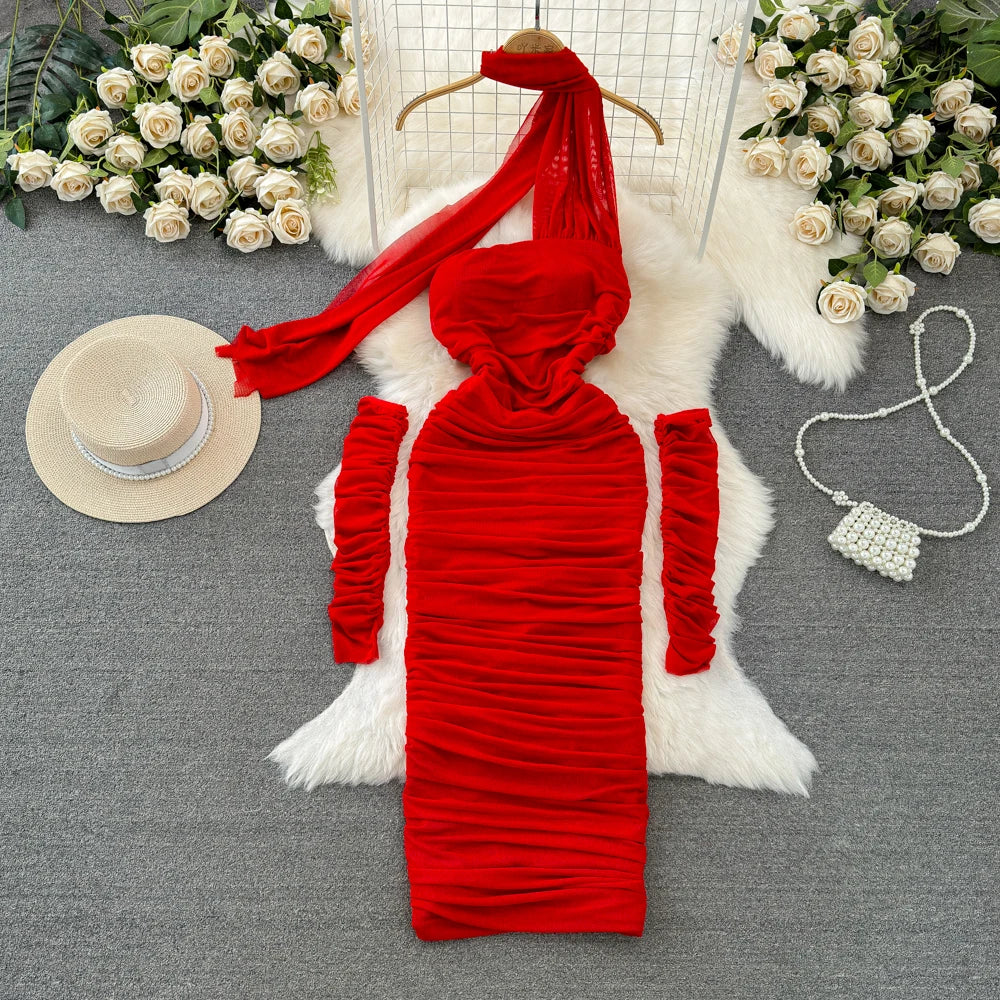 Holiday Glam Mesh Strapless Dress