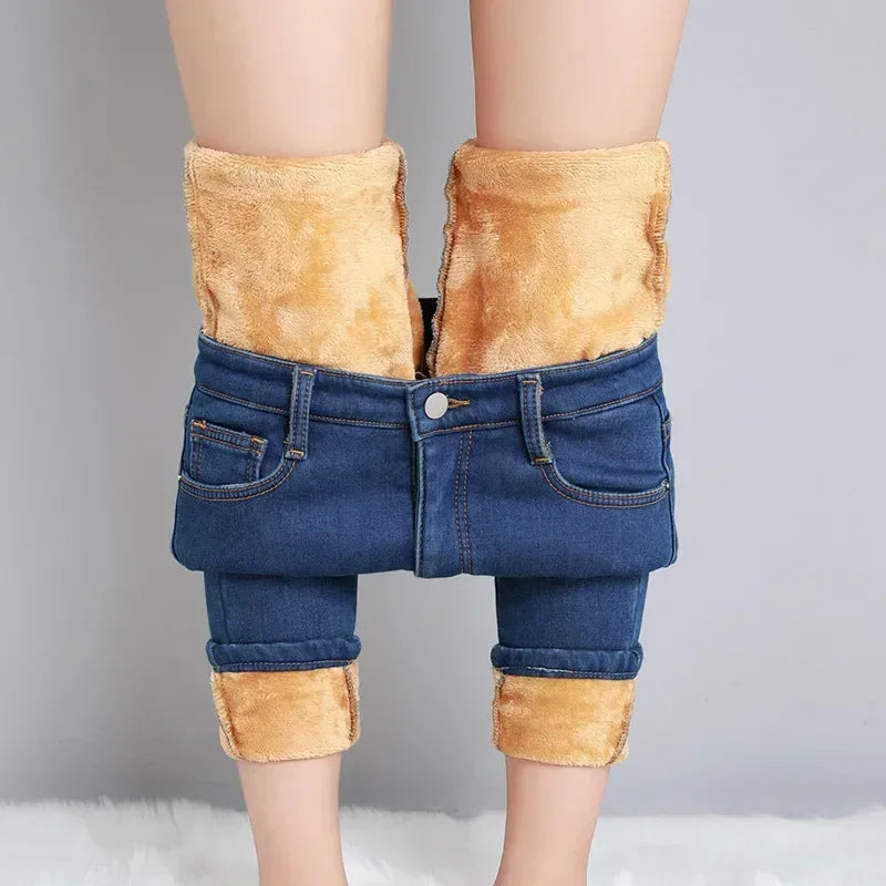 Women’s Thermal Skinny Jeans – Winter Warm Fleece Denim