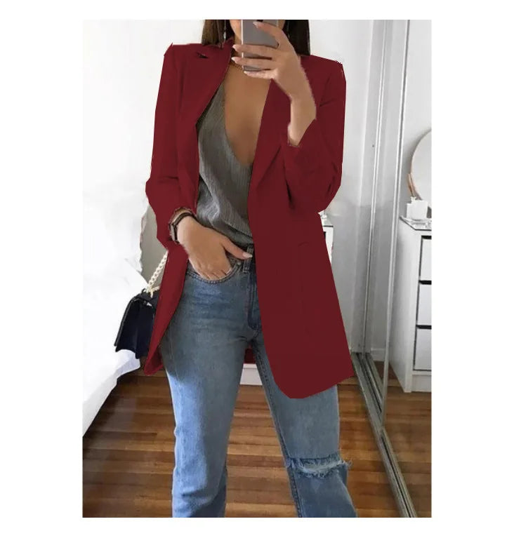 Chic Polo-Neck Cardigan Blazer