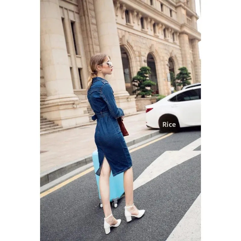 Denim Charm Slim Fit Midi Dress