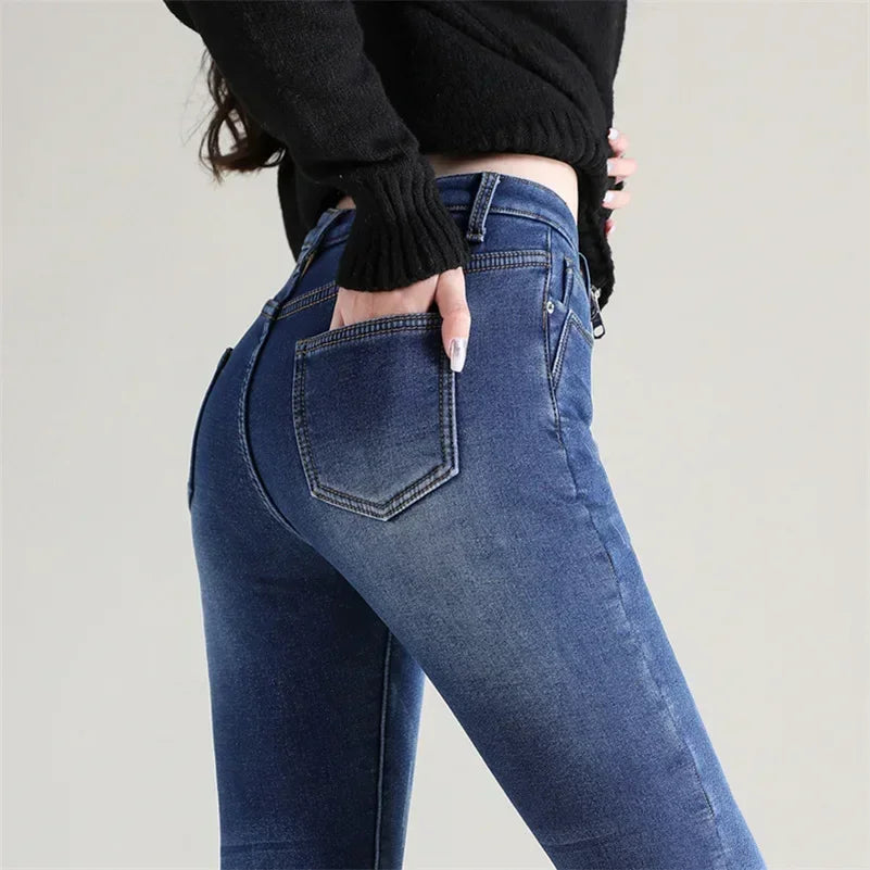 Women’s Thermal Skinny Jeans – Winter Warm Fleece Denim