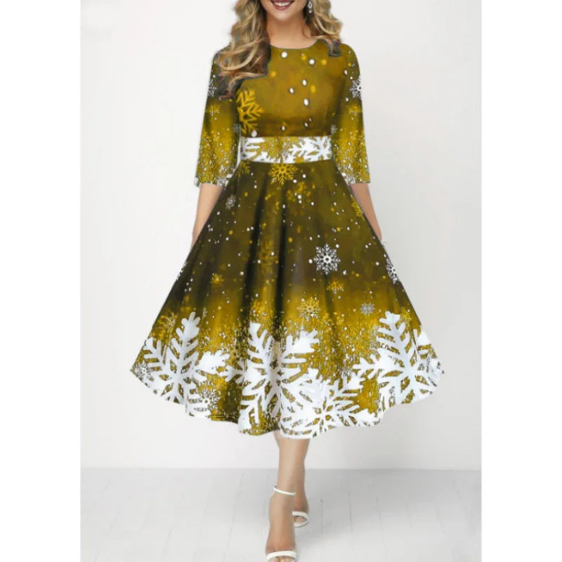 christmas Snowflake Print Dress