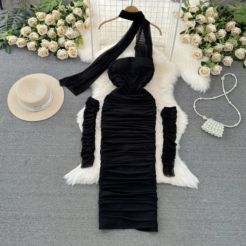 Holiday Glam Mesh Strapless Dress