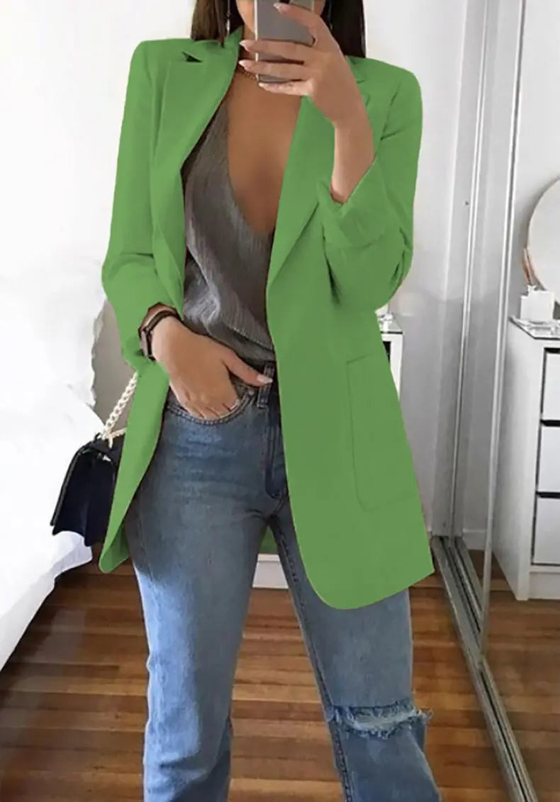 Chic Polo-Neck Cardigan Blazer