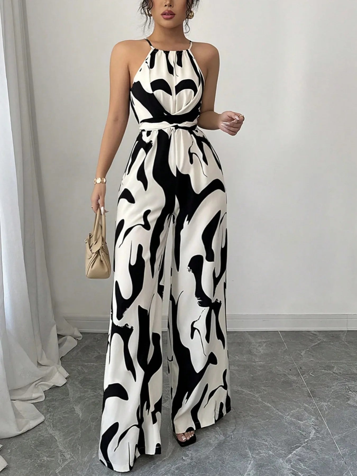 Retro Charm Halter Jumpsuit