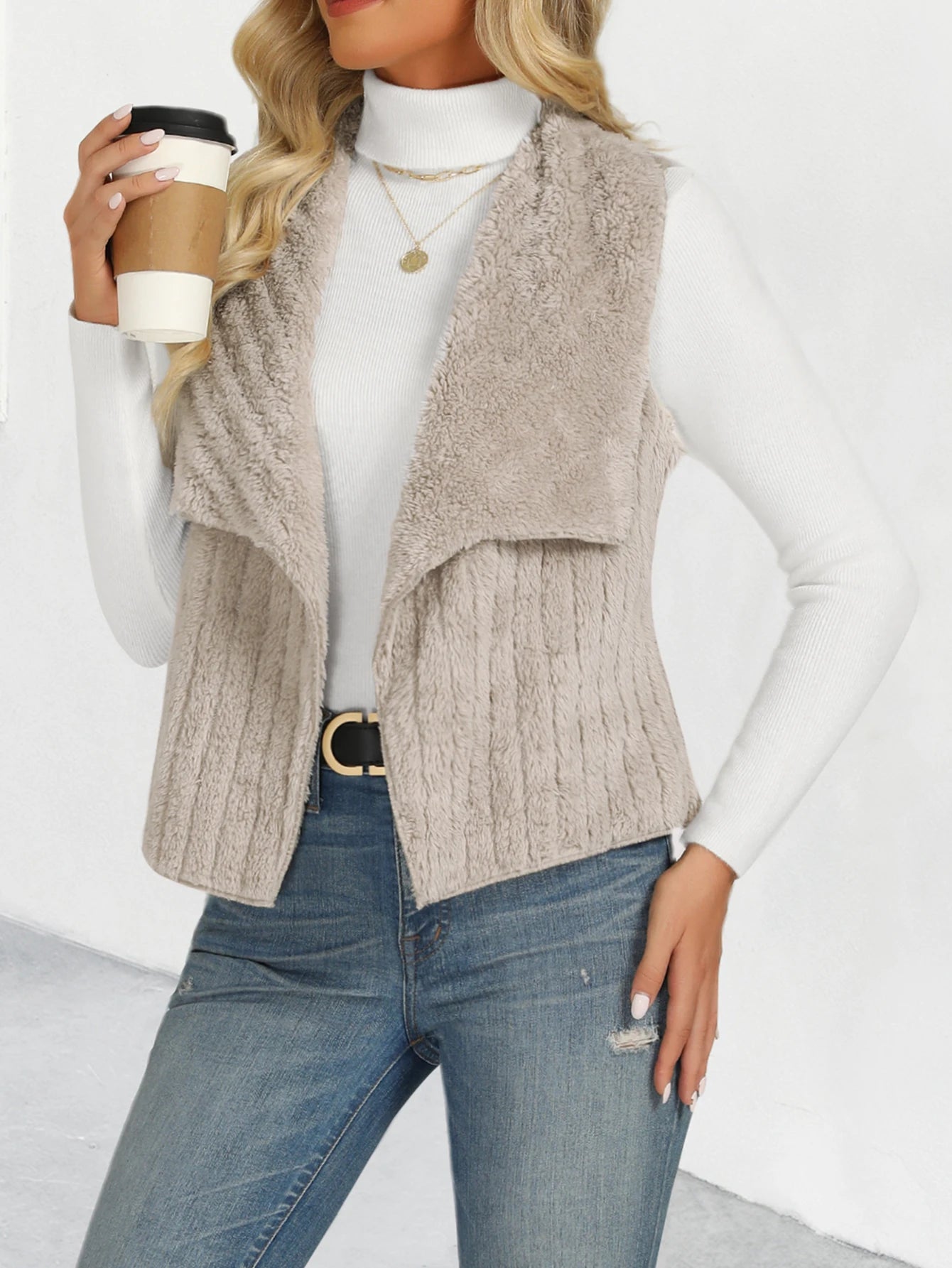 Chic Waterfall Collar Vest
