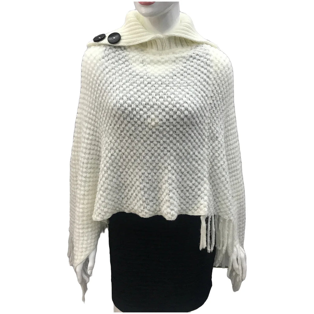 Boho Fringe Knit Cape