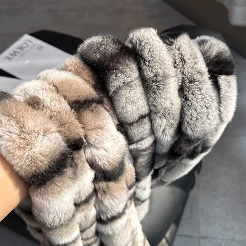 Rex Rabbit Long Knitted Fur Scarf
