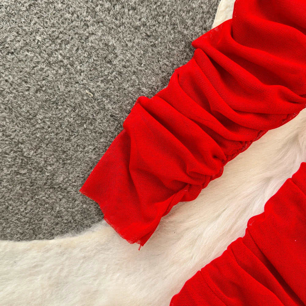 Holiday Glam Mesh Strapless Dress