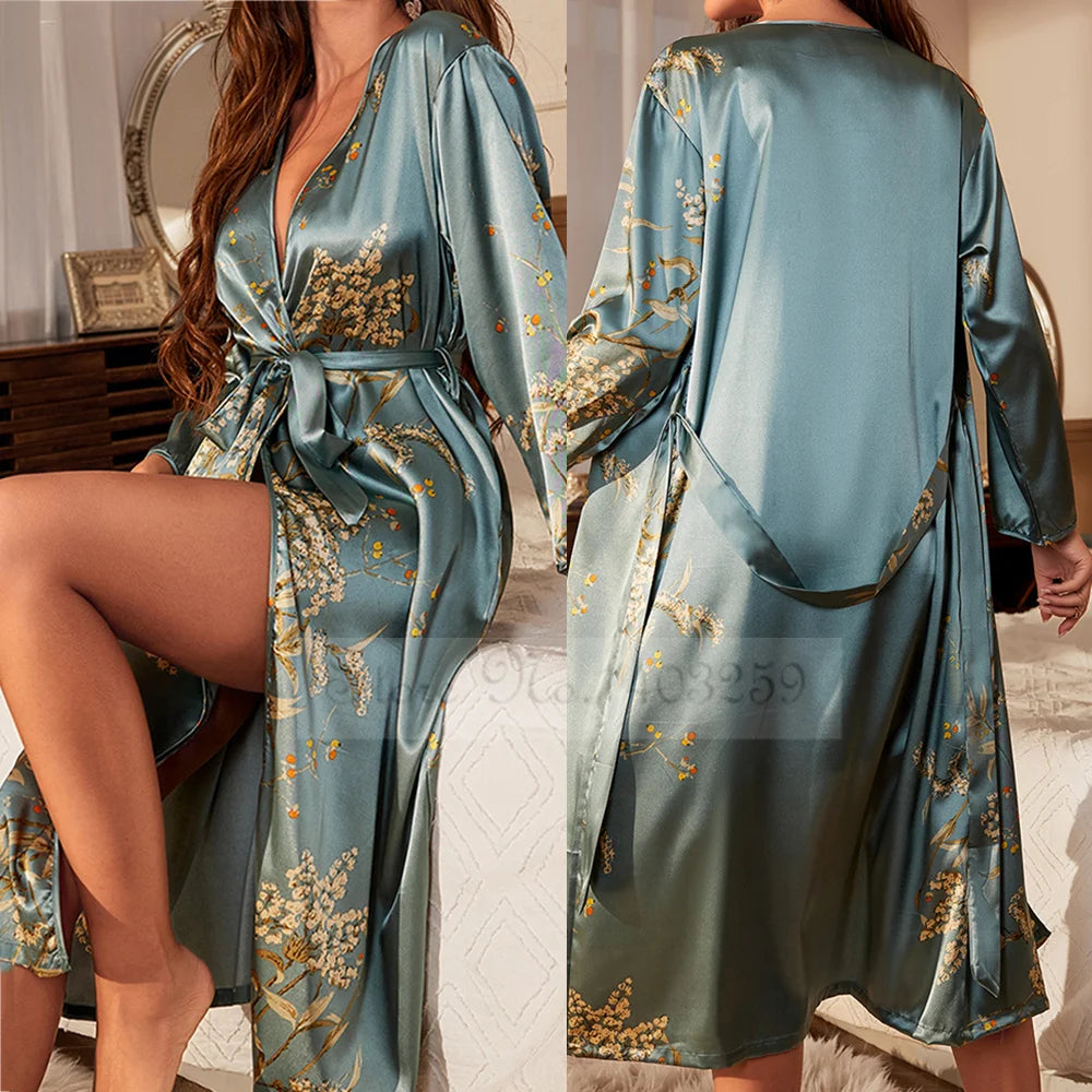 Midnight Blossom Kimono Robe