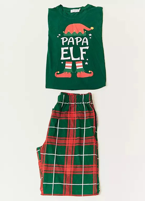 Festive Plaid & Letter Print Family Pajama Set
