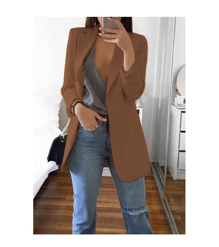 Chic Polo-Neck Cardigan Blazer