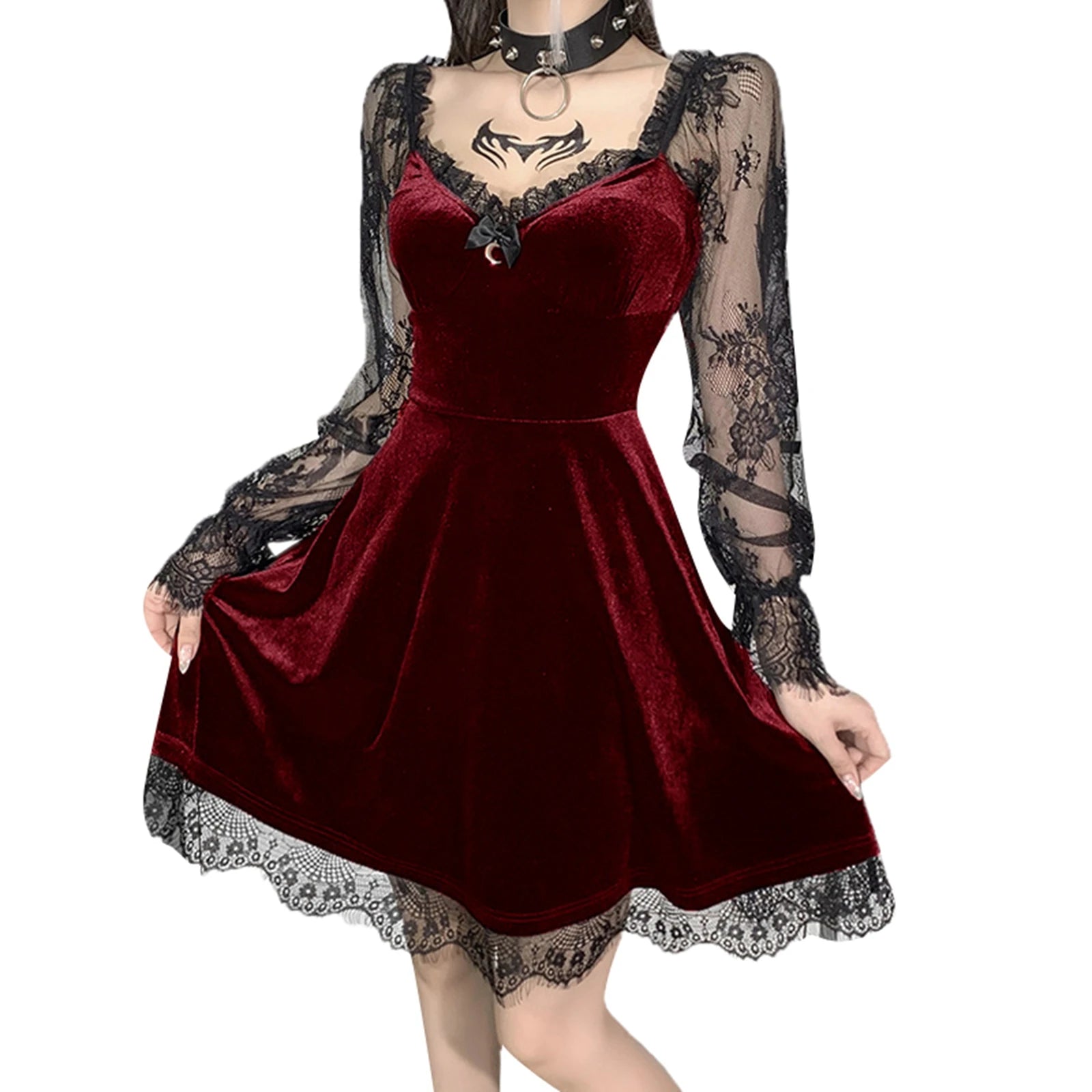 Neo Gothic Lace V-Neck Dress