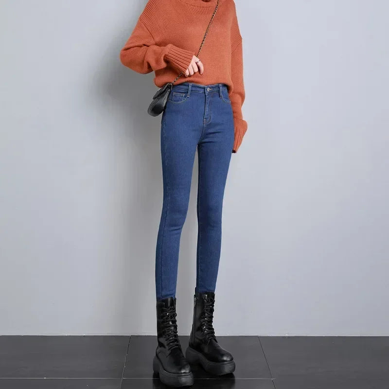 Women’s Thermal Skinny Jeans – Winter Warm Fleece Denim