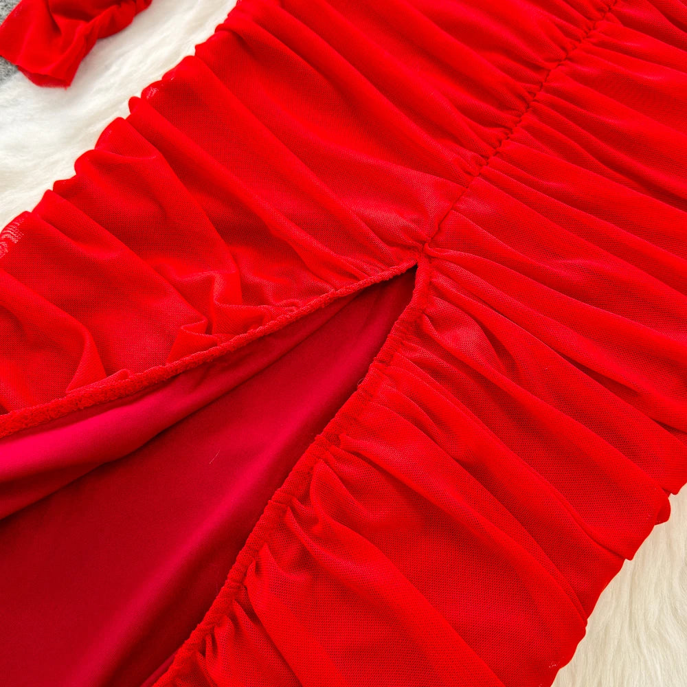 Holiday Glam Mesh Strapless Dress