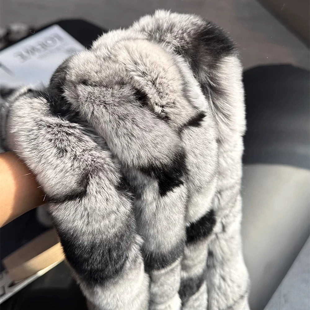 Rex Rabbit Long Knitted Fur Scarf