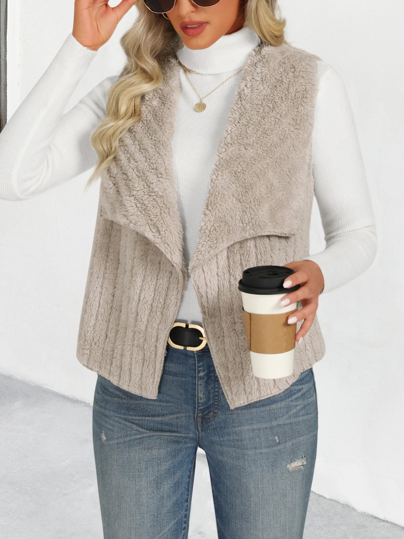Chic Waterfall Collar Vest