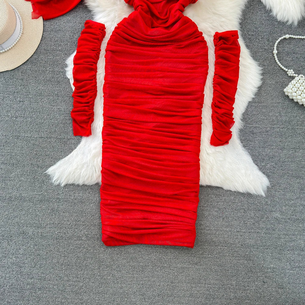 Holiday Glam Mesh Strapless Dress