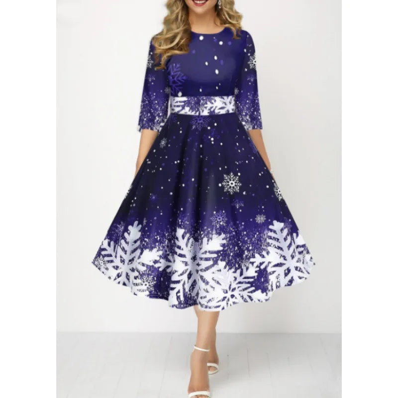 christmas Snowflake Print Dress