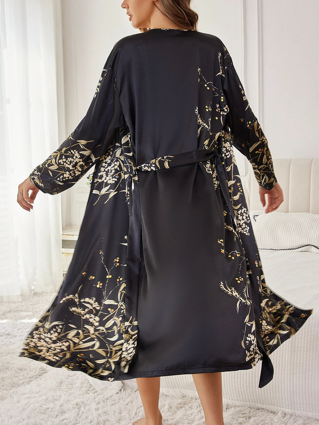 Elegant Floral Silk Robe