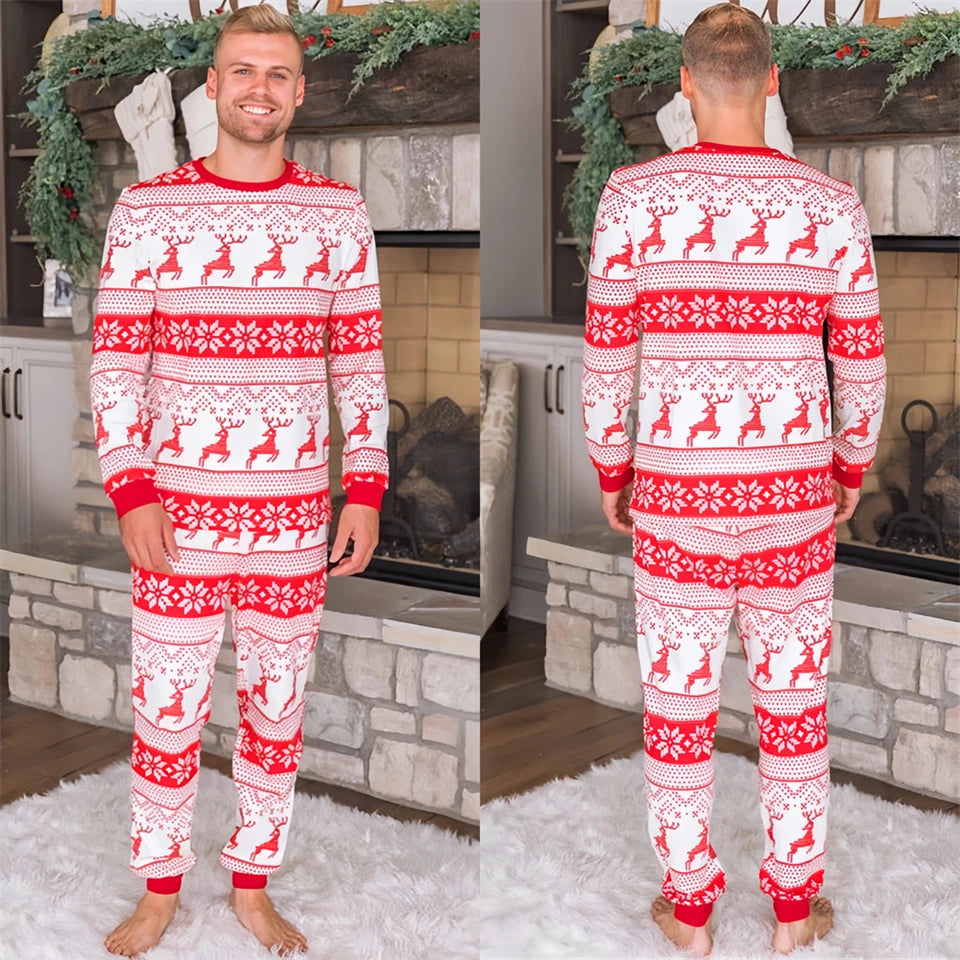 Mom & Daughter Retro Print Christmas Pajama Set
