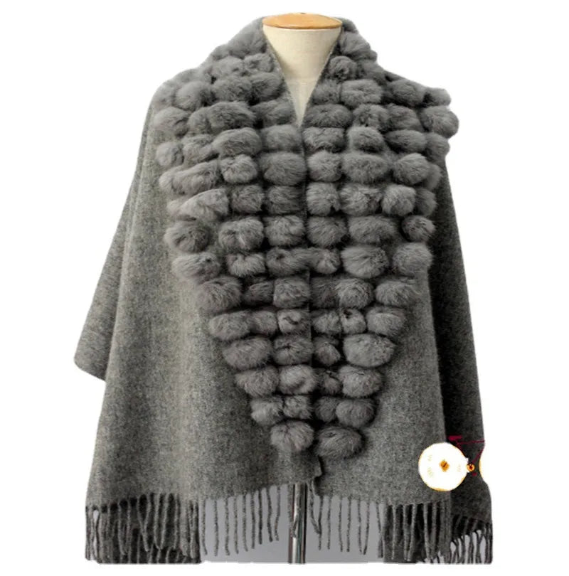 Luxury Rabbit Fur Triangle Shawl