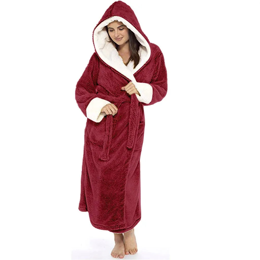 Plush Fleece Hooded Bathrobe – Plus Size