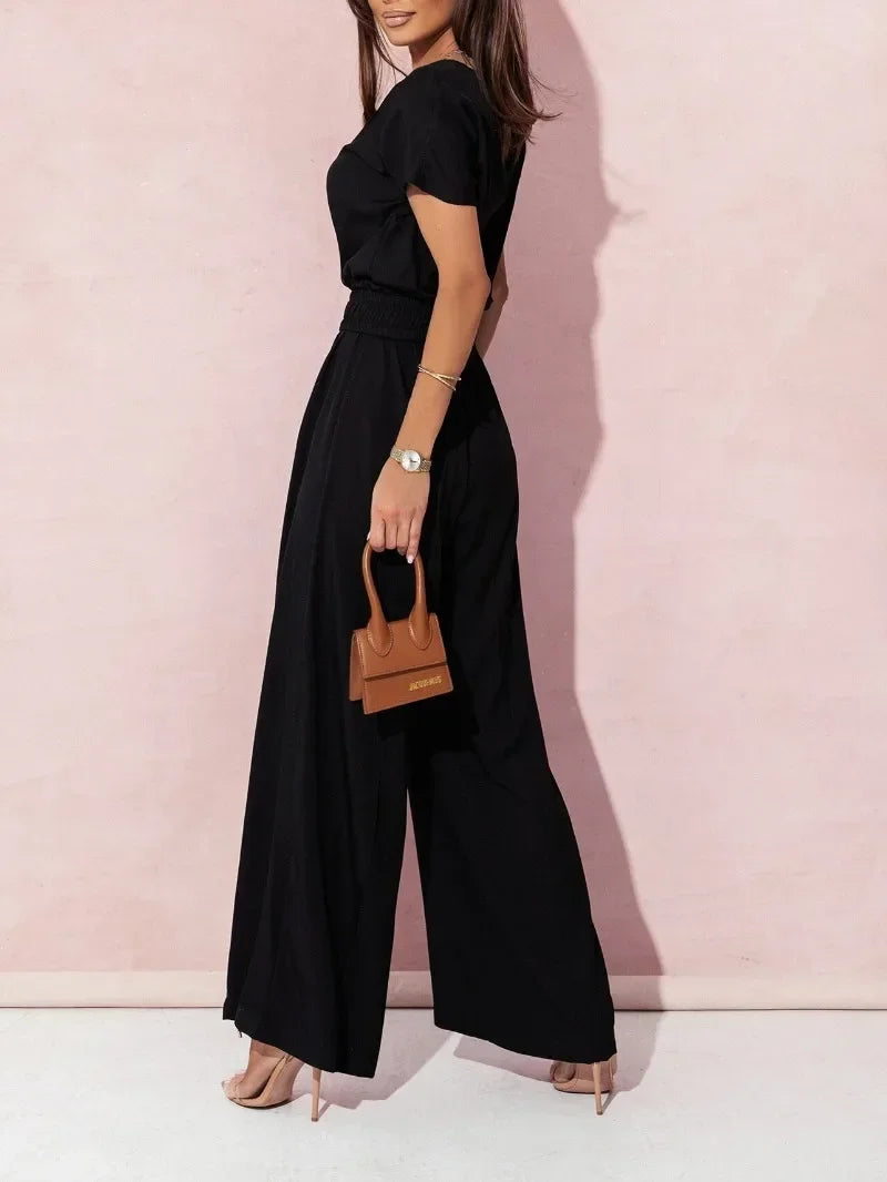 Everyday Ease V-Neck Belted Jumpsuit