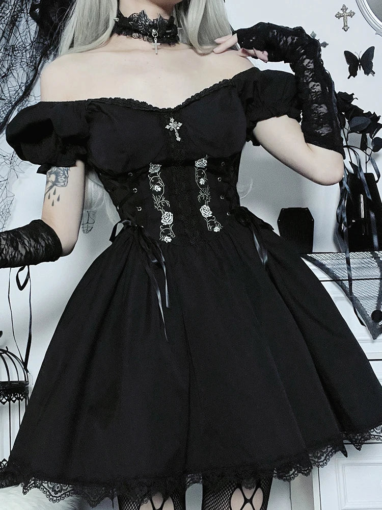 Midnight Lace Gothic Corset Dress