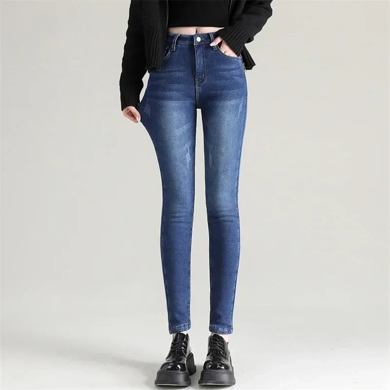 Women’s Thermal Skinny Jeans – Winter Warm Fleece Denim