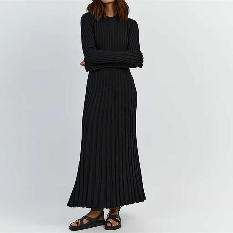 Ribbed Knit Tie-Waist Maxi Bodycon Dress