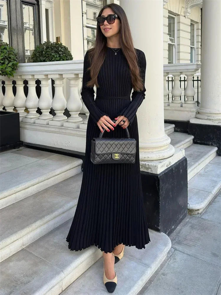 Tossy Knit Lace-Up Maxi Dress