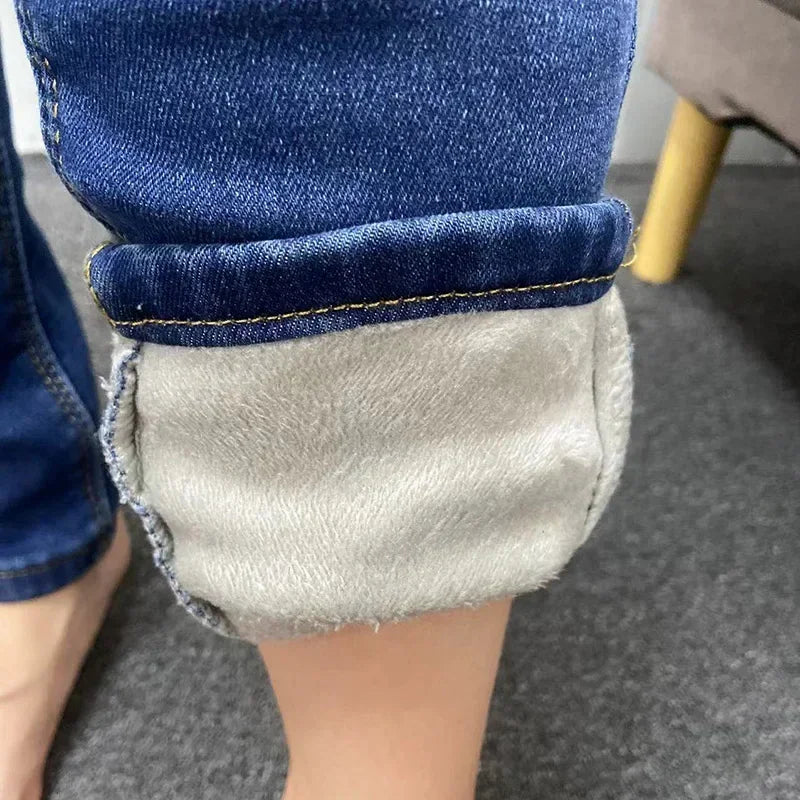Women’s Thermal Skinny Jeans – Winter Warm Fleece Denim